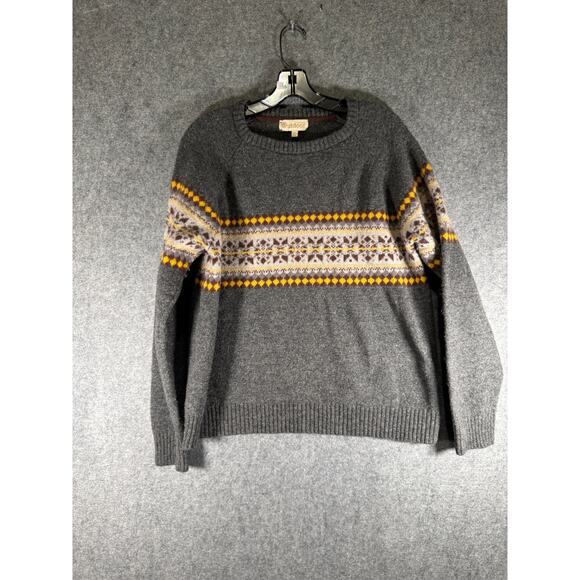 Roundtree & Yorke Outdoor Sweater Men’s XL Gray Fair Isle Wool Blend Explorer - Picture 1 of 8